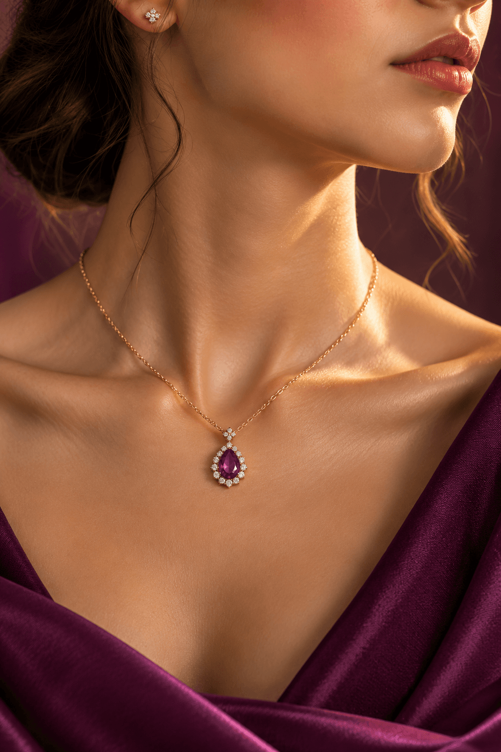 Model wearing a KRYSN fine jewellery necklace